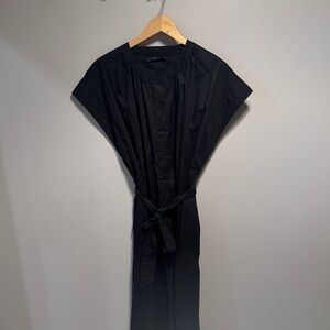 Black Button-Up Dress with Belt